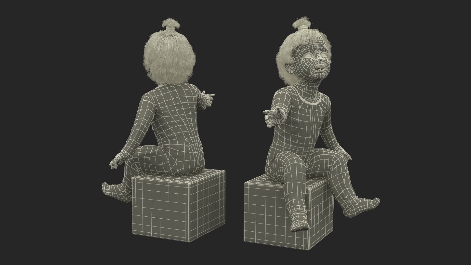 Baby Girl Wearing Full Bodysuit Sitting 3D model