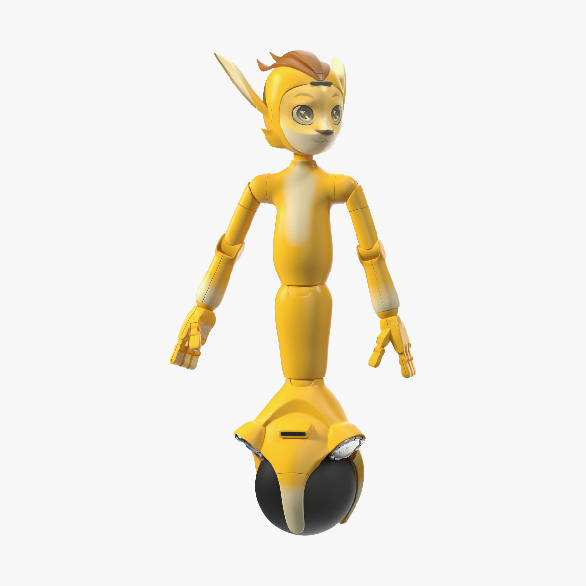 3D Mirokai Robot Yellow Rigged for Cinema 4D