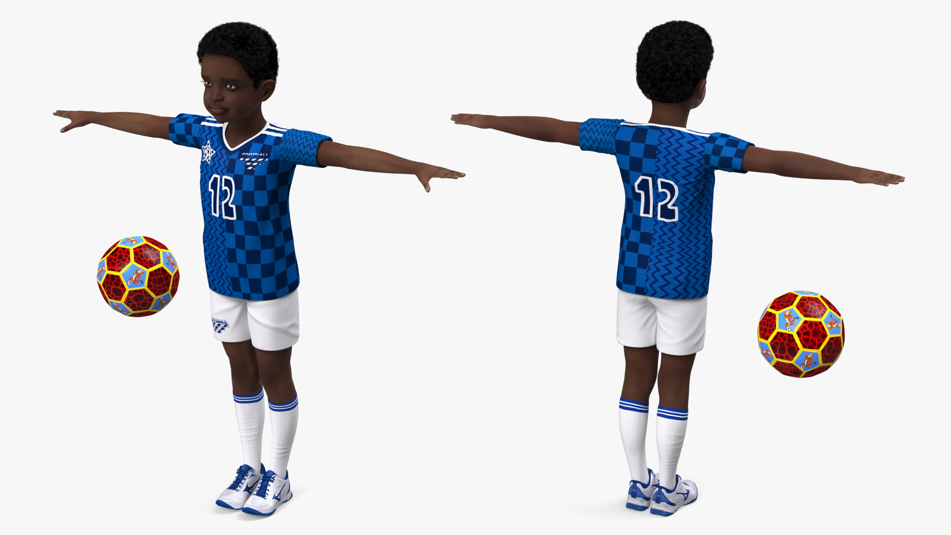 Black Child Boy With Ball Rigged 3D