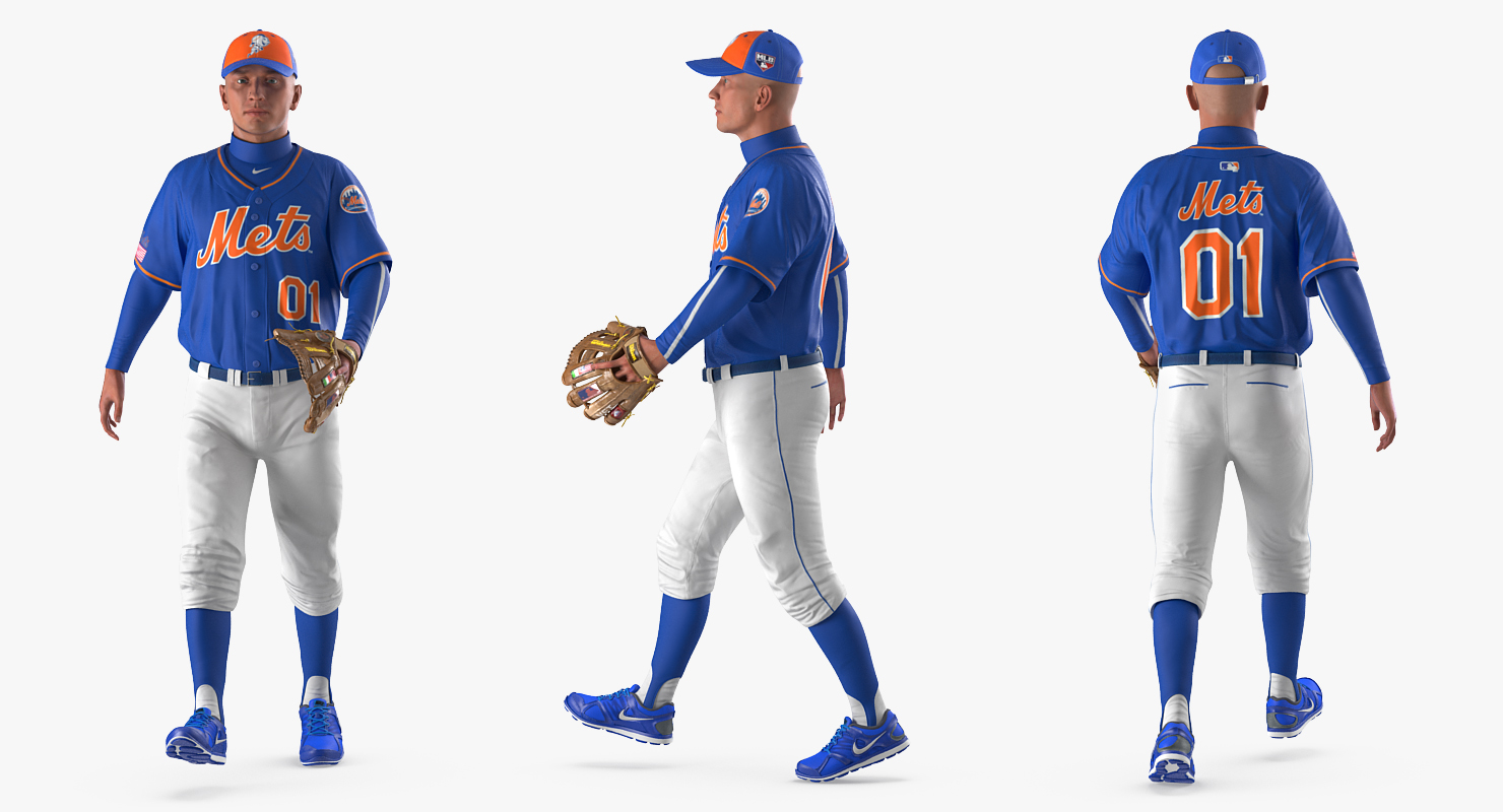 Baseball Player Rigged Mets 3D