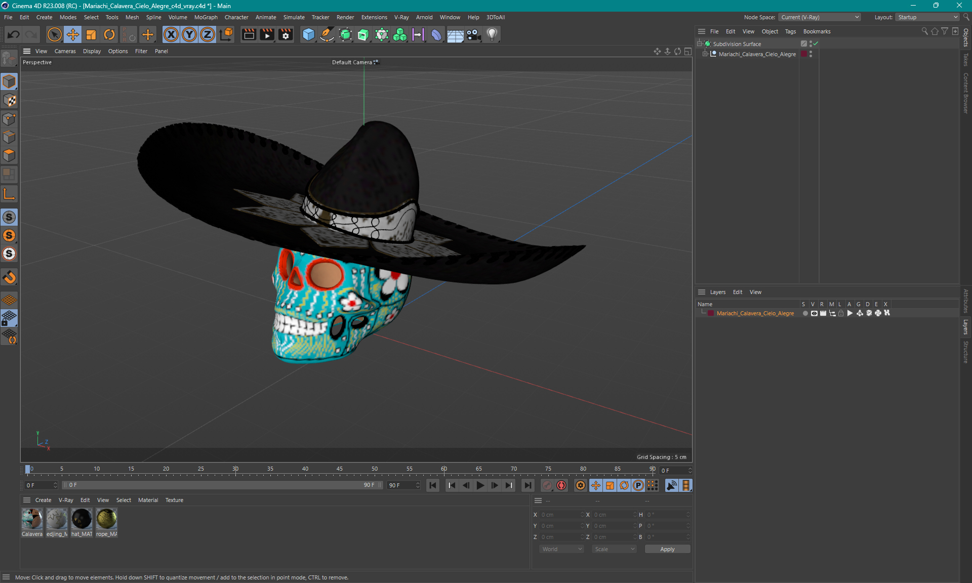 3D model Mariachi Calavera Cielo Alegre