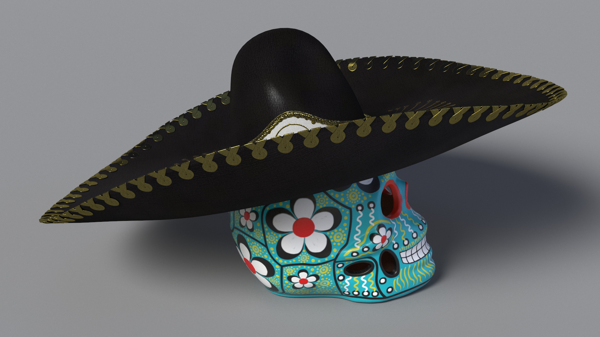 3D model Mariachi Calavera Cielo Alegre