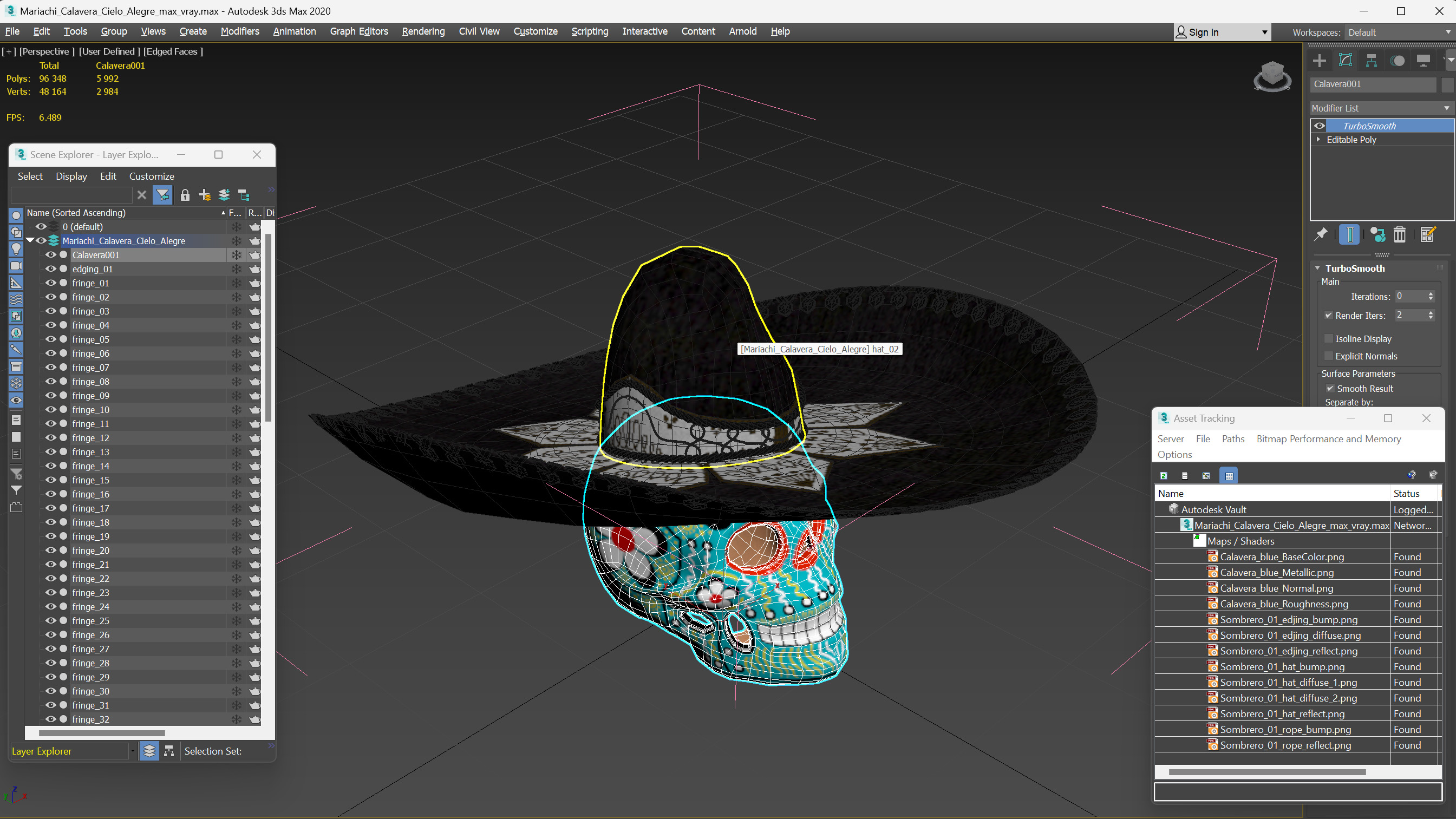 3D model Mariachi Calavera Cielo Alegre