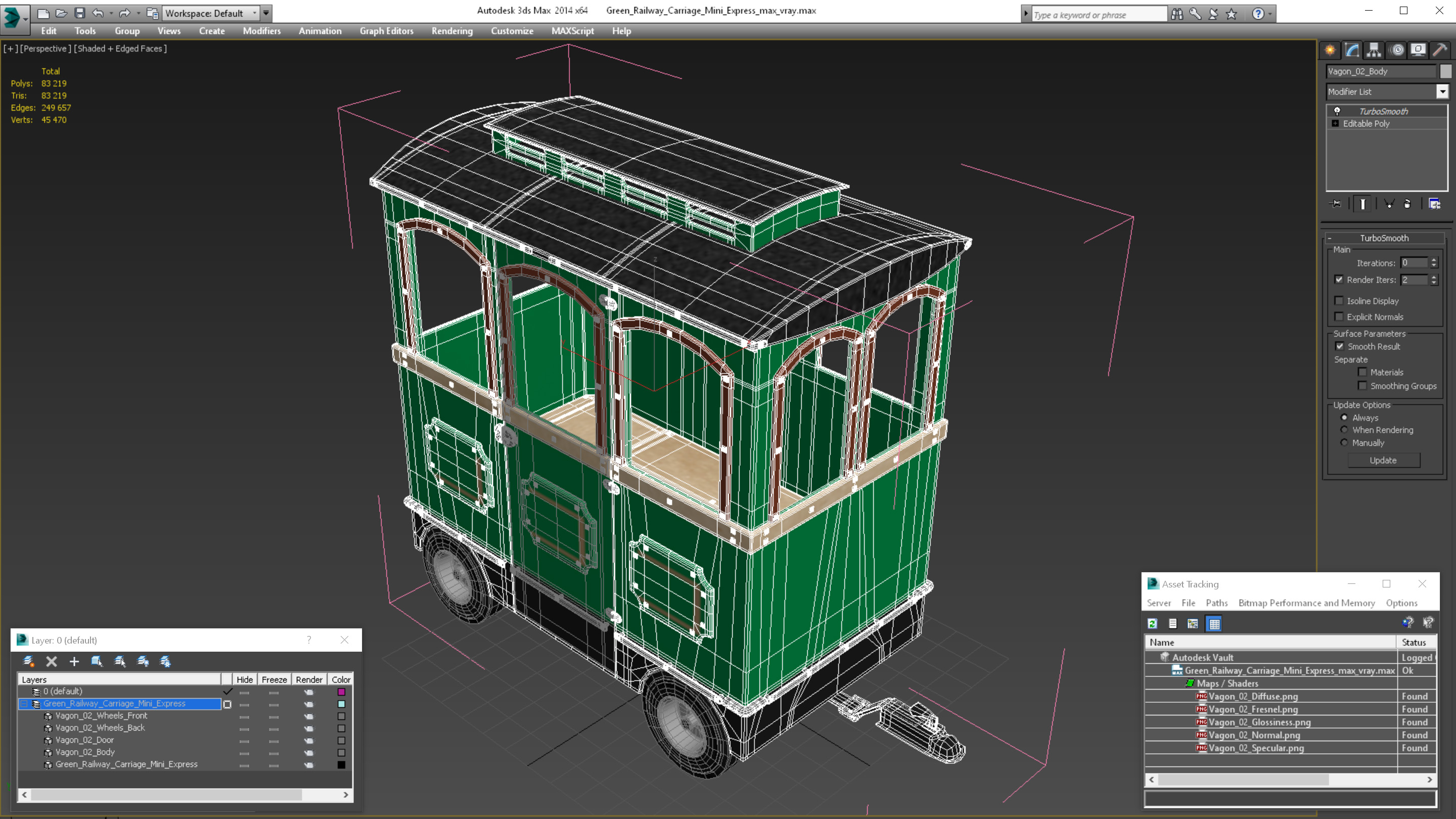 3D model Green Railway Carriage Mini Express