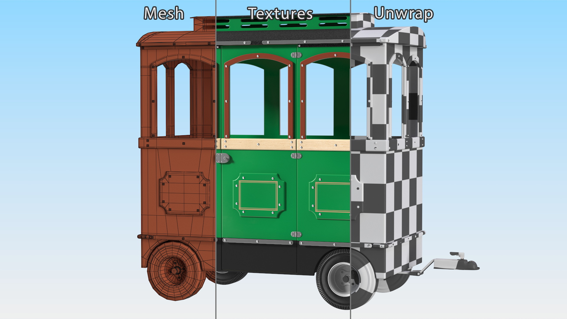 3D model Green Railway Carriage Mini Express