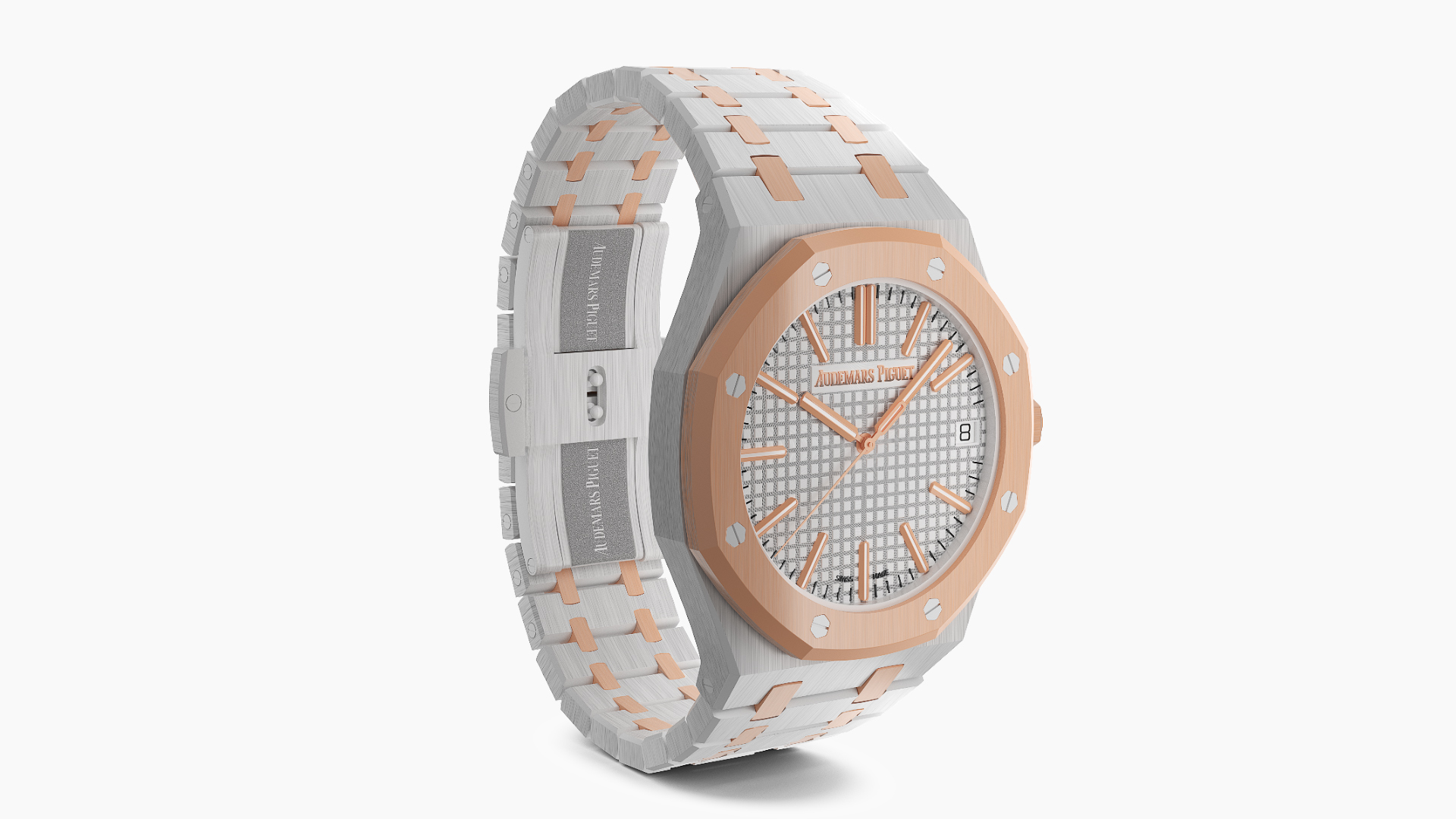 3D model Audemars Piguet Royal Oak Silver-Toned Two-Tone Grande Tapisserie