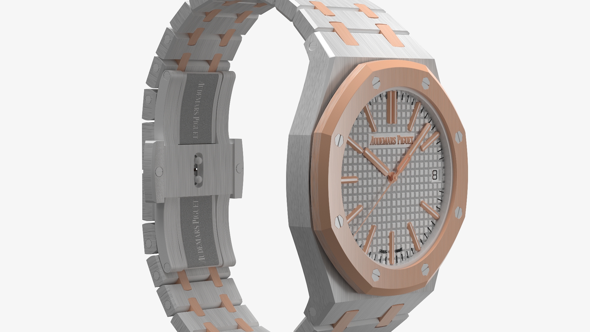 3D model Audemars Piguet Royal Oak Silver-Toned Two-Tone Grande Tapisserie