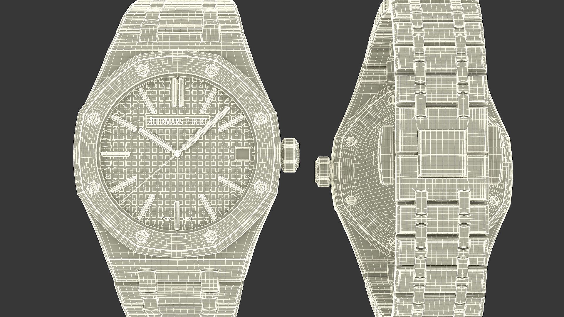 3D model Audemars Piguet Royal Oak Silver-Toned Two-Tone Grande Tapisserie