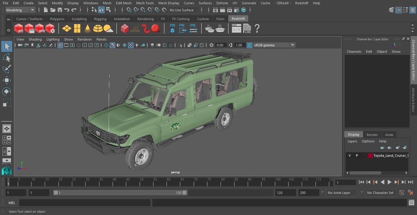 3D Toyota Land Cruiser Safari Green Clean model