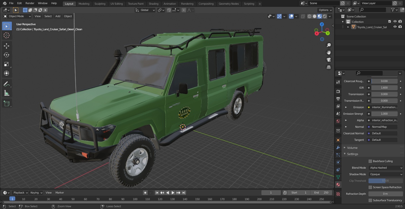 3D Toyota Land Cruiser Safari Green Clean model