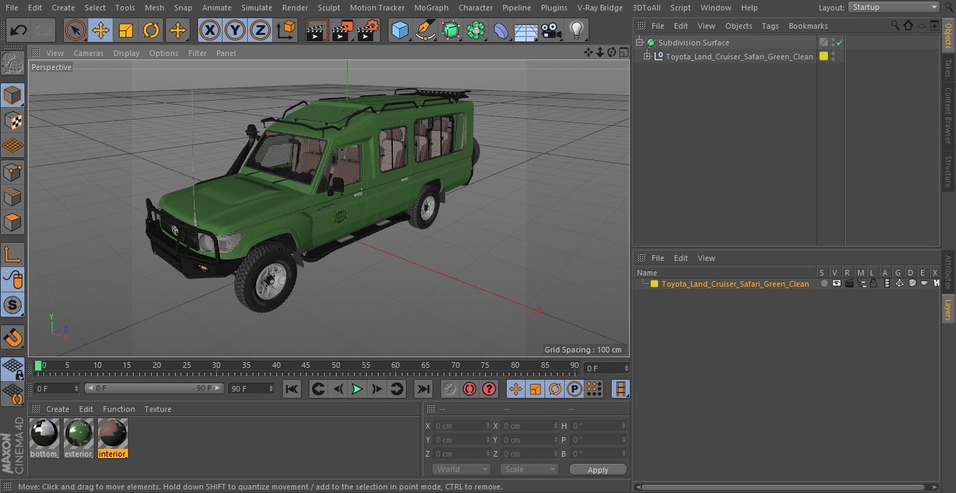 3D Toyota Land Cruiser Safari Green Clean model