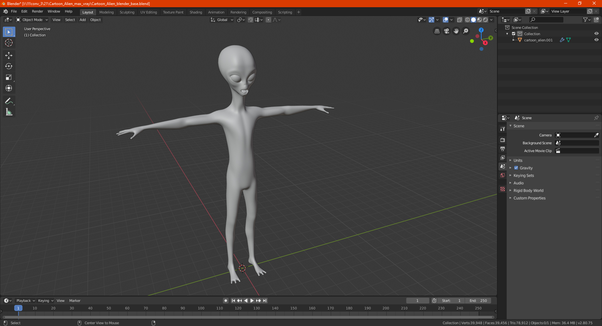 3D Cartoon Alien model