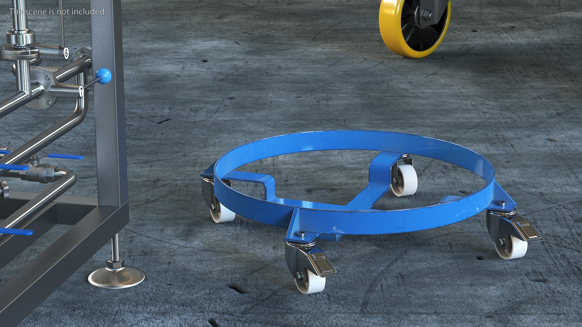 3D Heavy Duty Drum Dolly with Motor Oil Barrel model