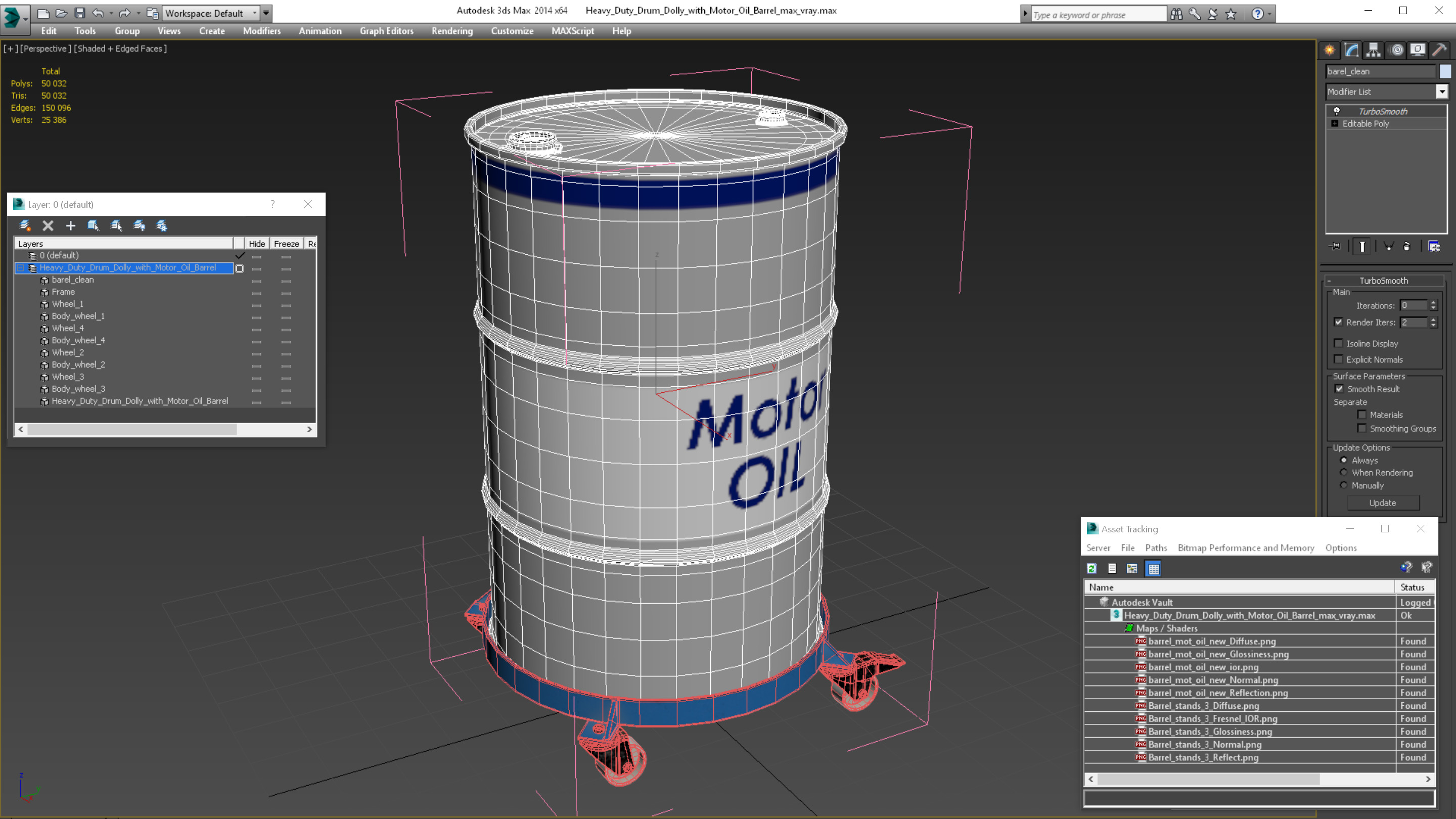 3D Heavy Duty Drum Dolly with Motor Oil Barrel model