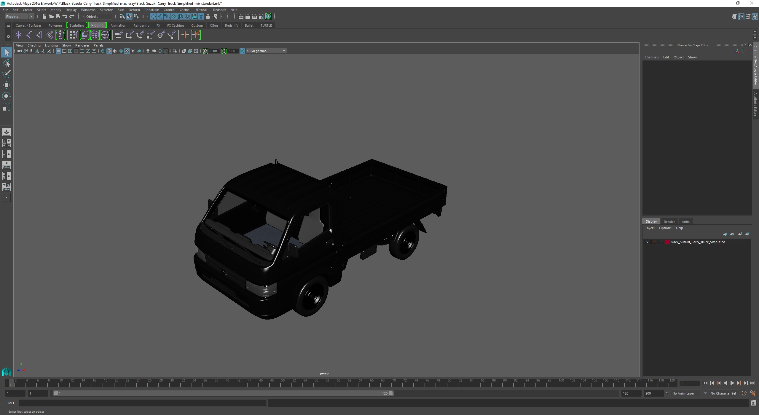 3D model Black Suzuki Carry Truck Simplified