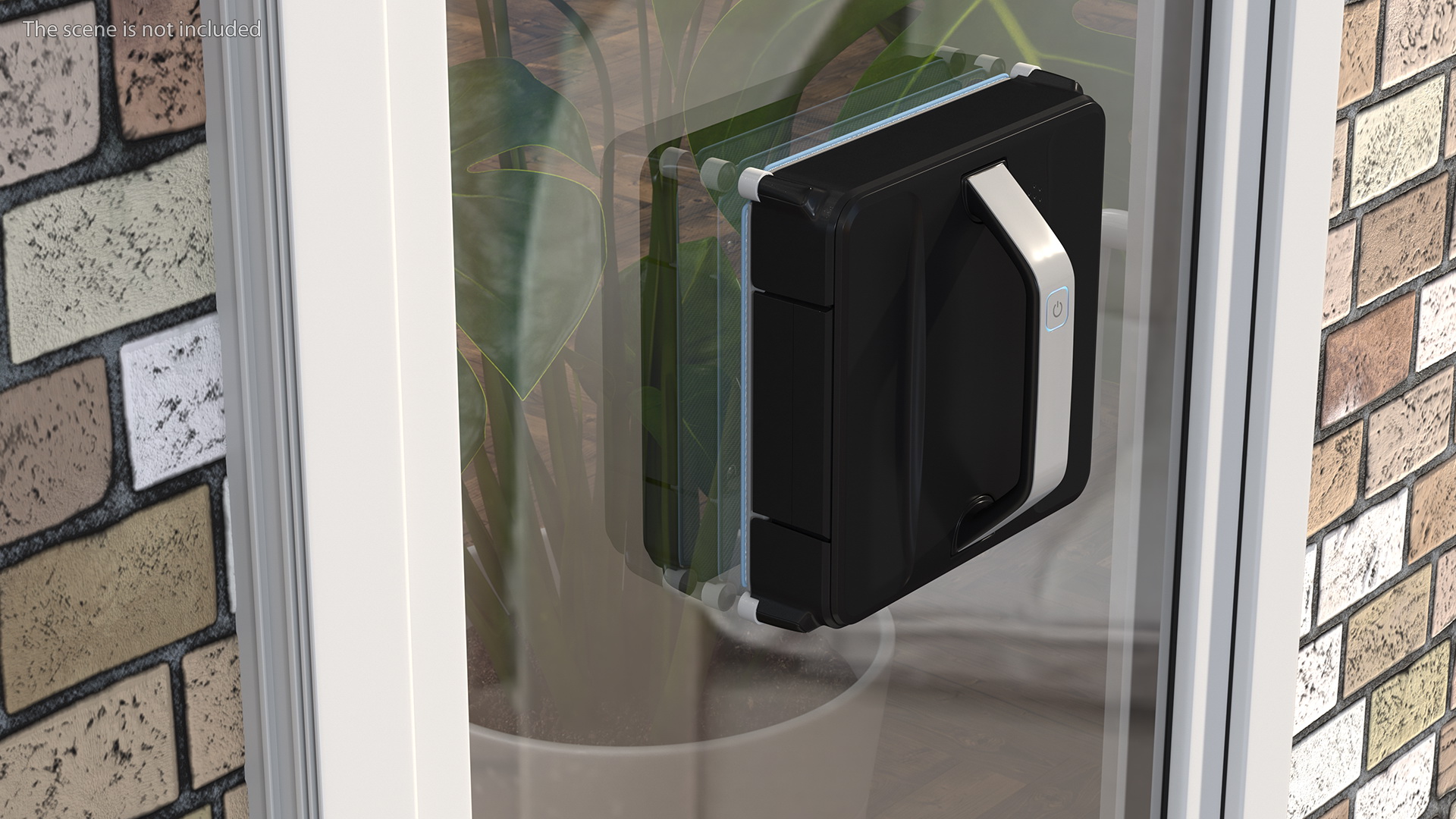 Plastic Window with Cleaning Robot 3D model