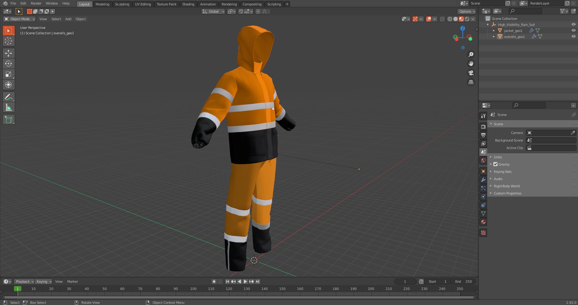 3D model High Visibility Rain Suit