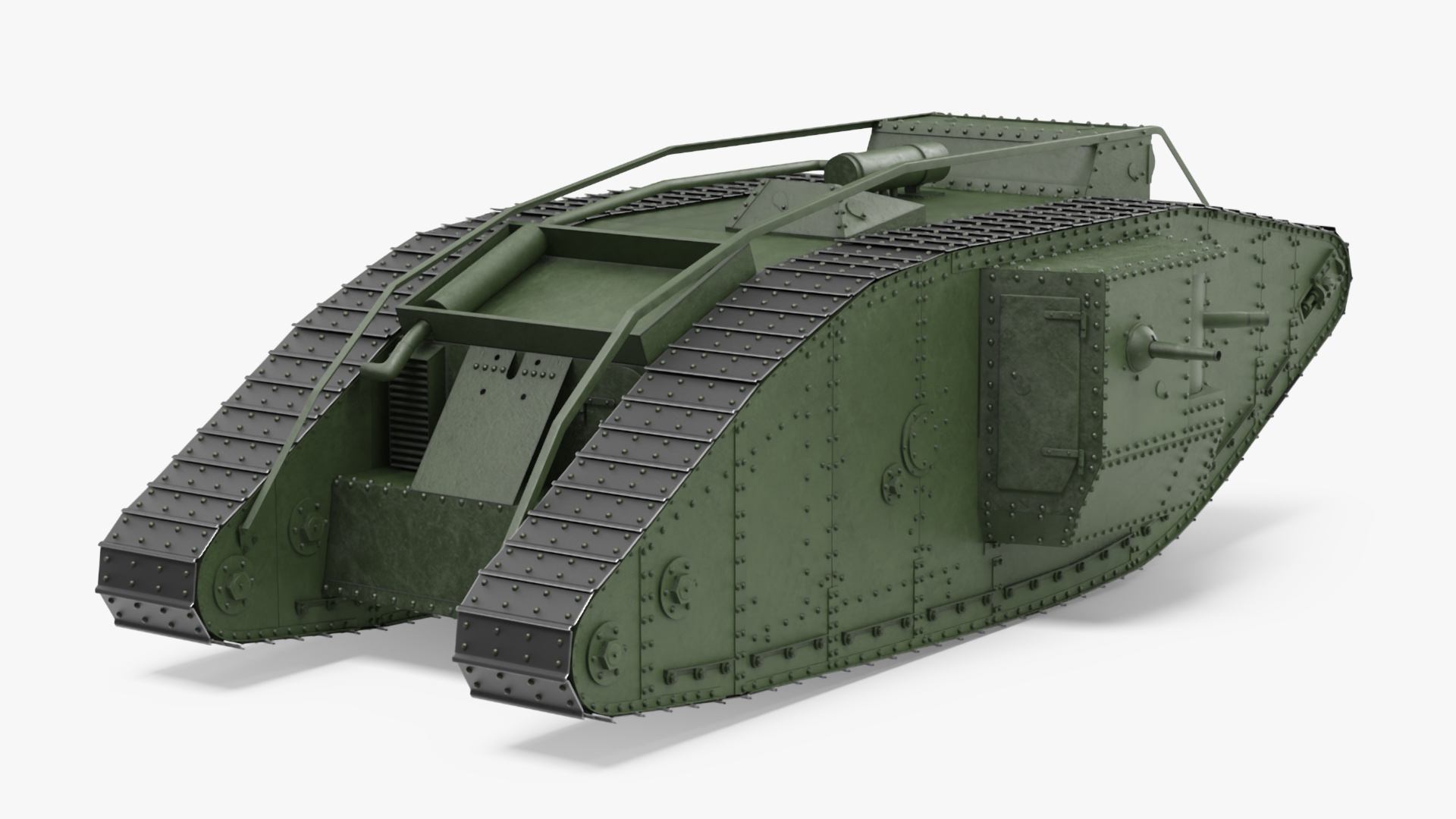 3D Tank MK 4 Male Green Rigged for Cinema 4D