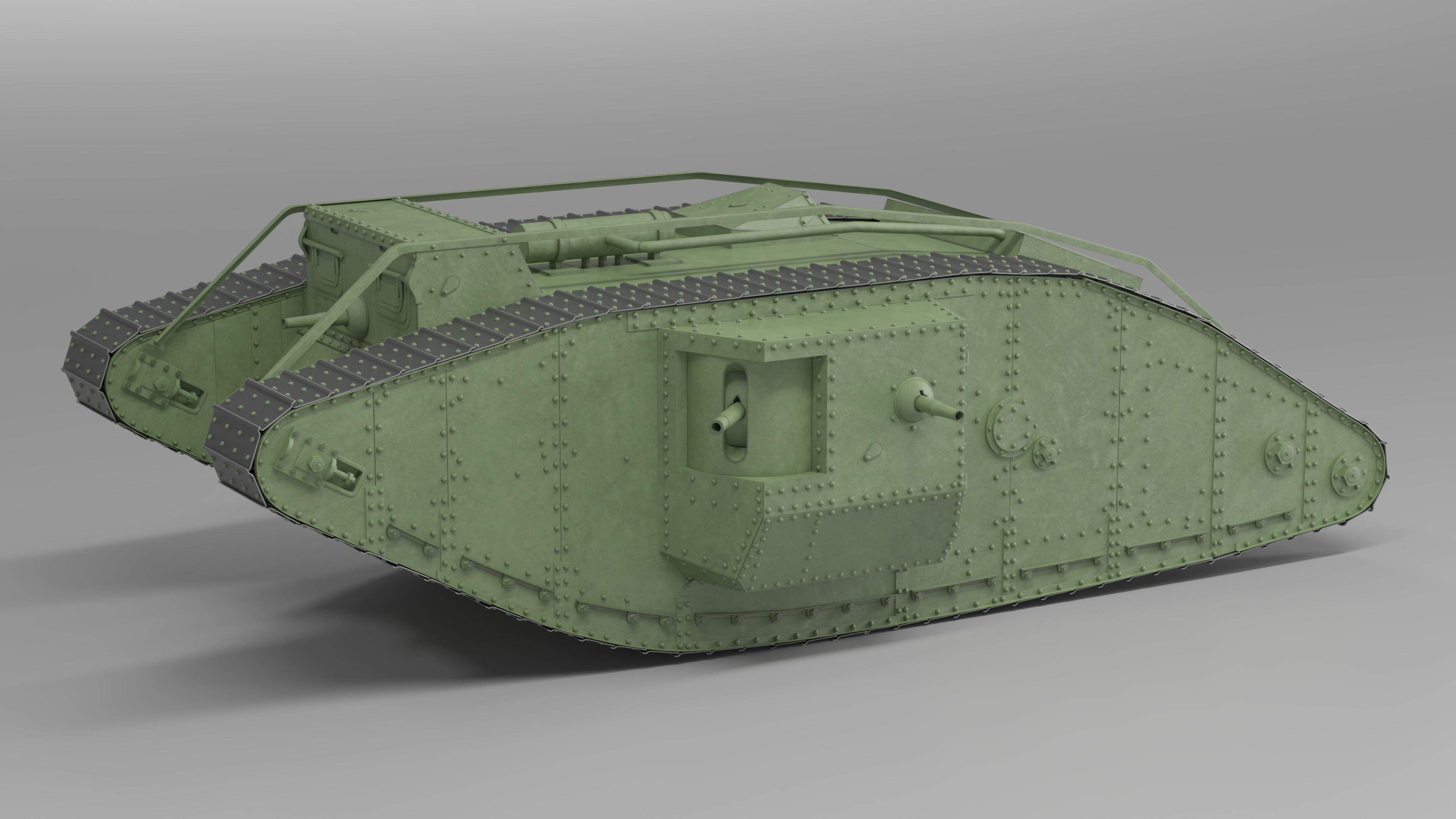 3D Tank MK 4 Male Green Rigged for Cinema 4D