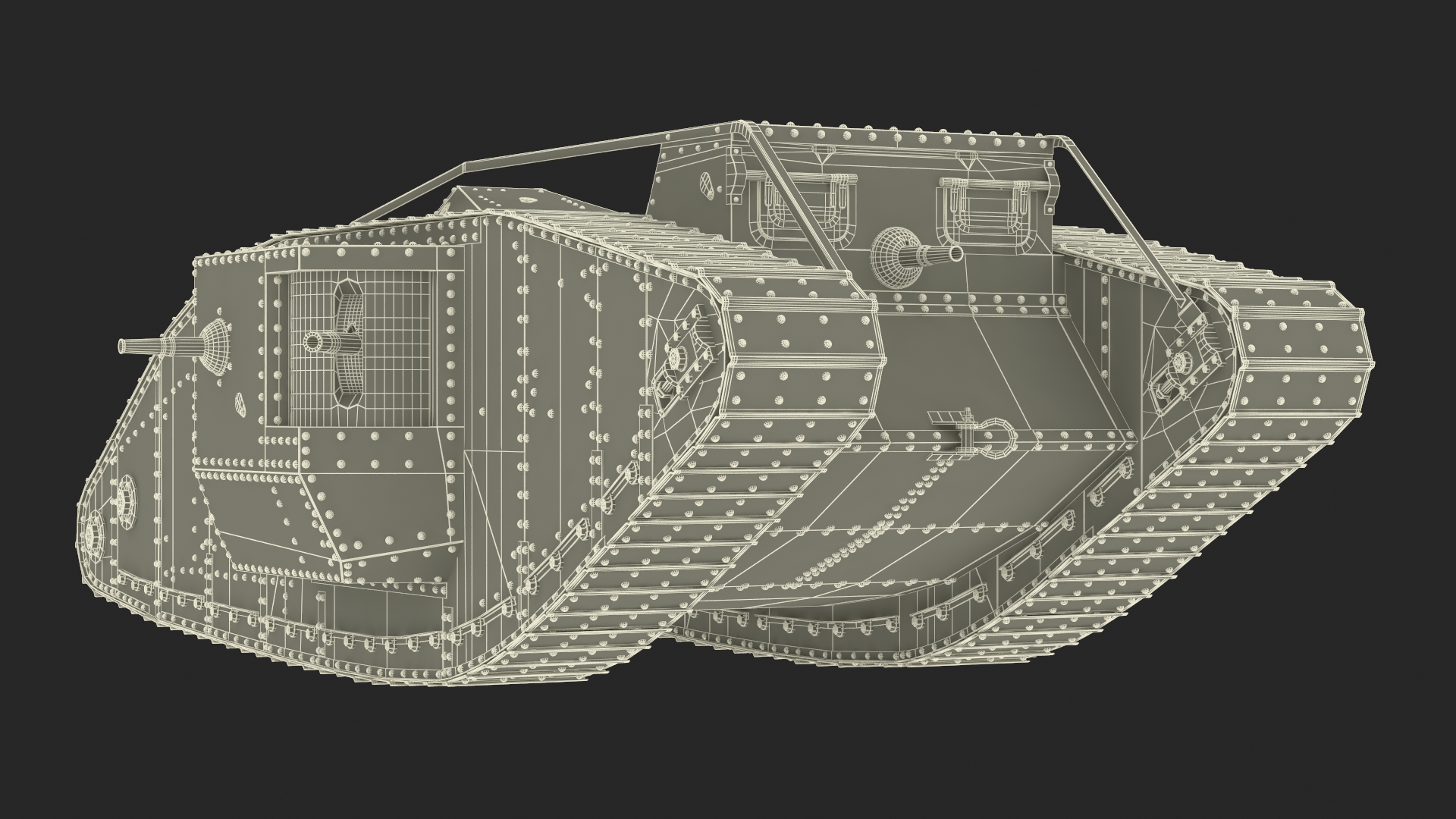 3D Tank MK 4 Male Green Rigged for Cinema 4D