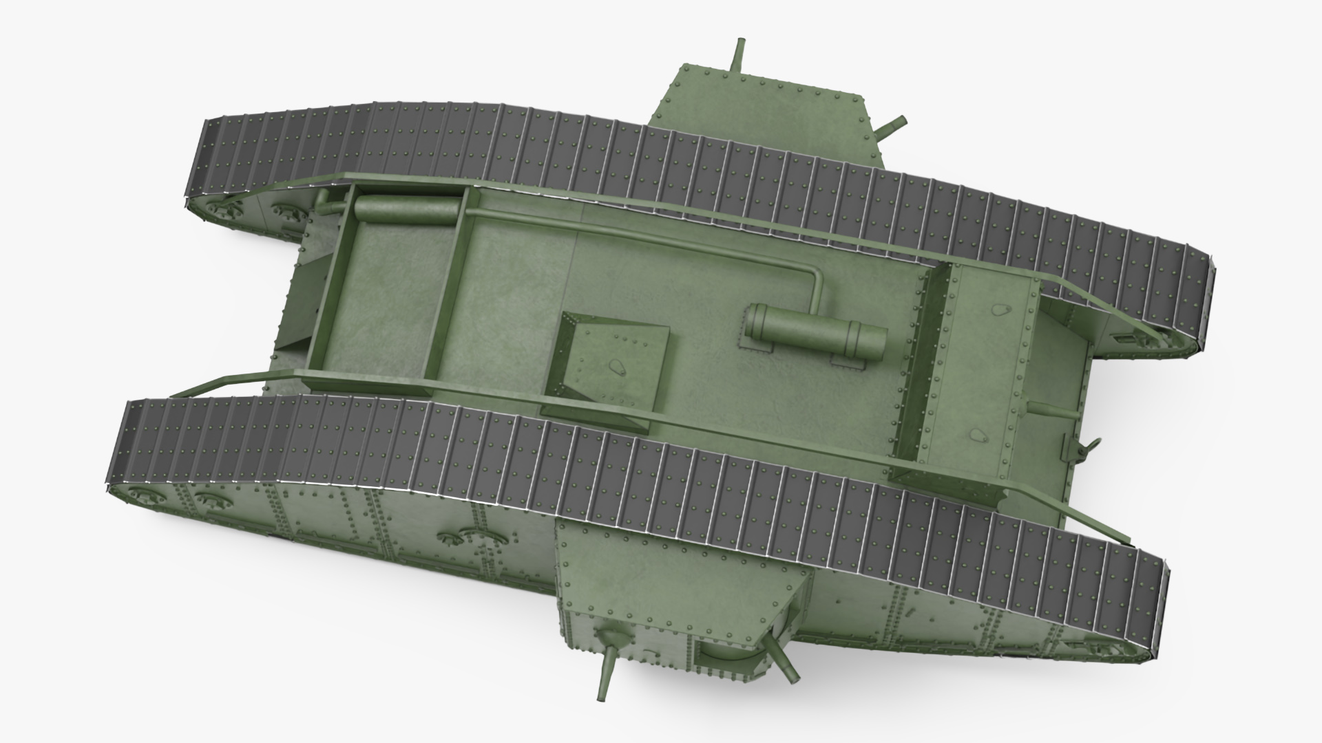 3D Tank MK 4 Male Green Rigged for Cinema 4D