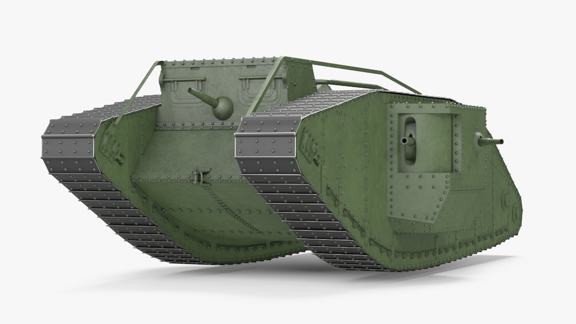 3D Tank MK 4 Male Green Rigged for Cinema 4D