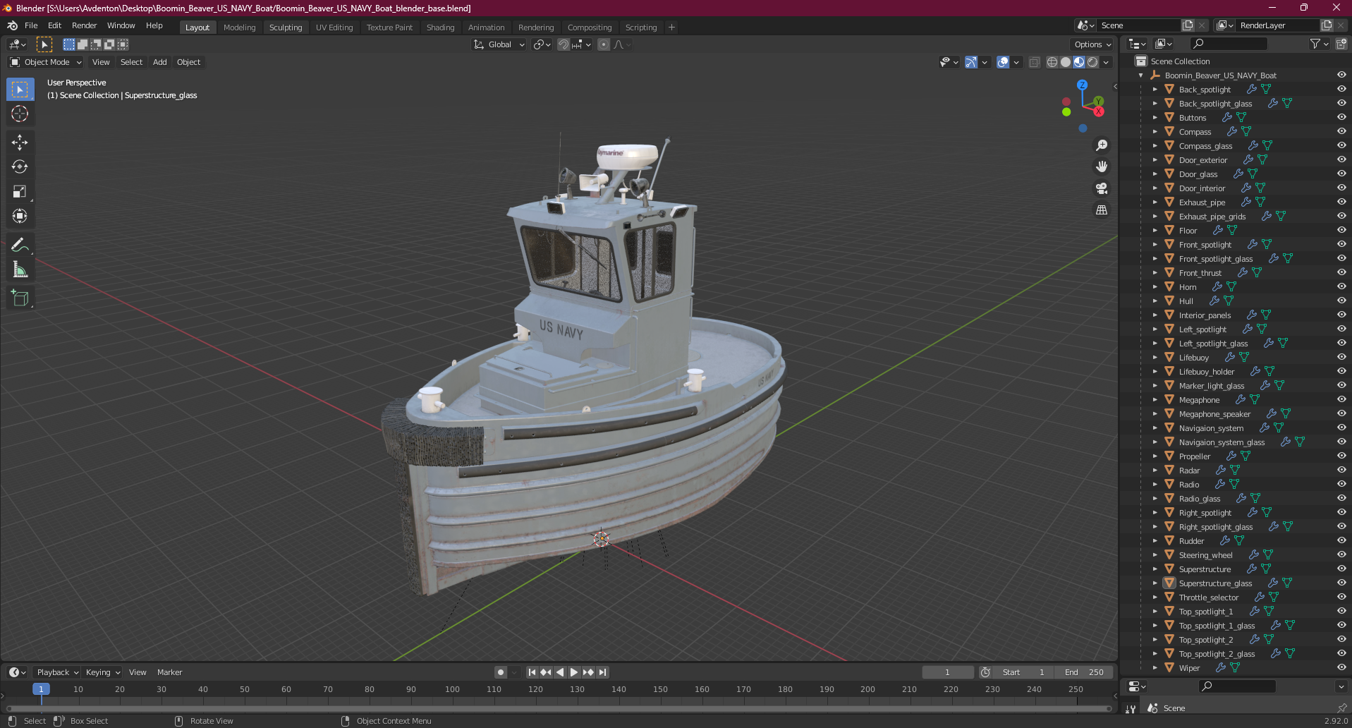 3D Boomin Beaver US NAVY Boat