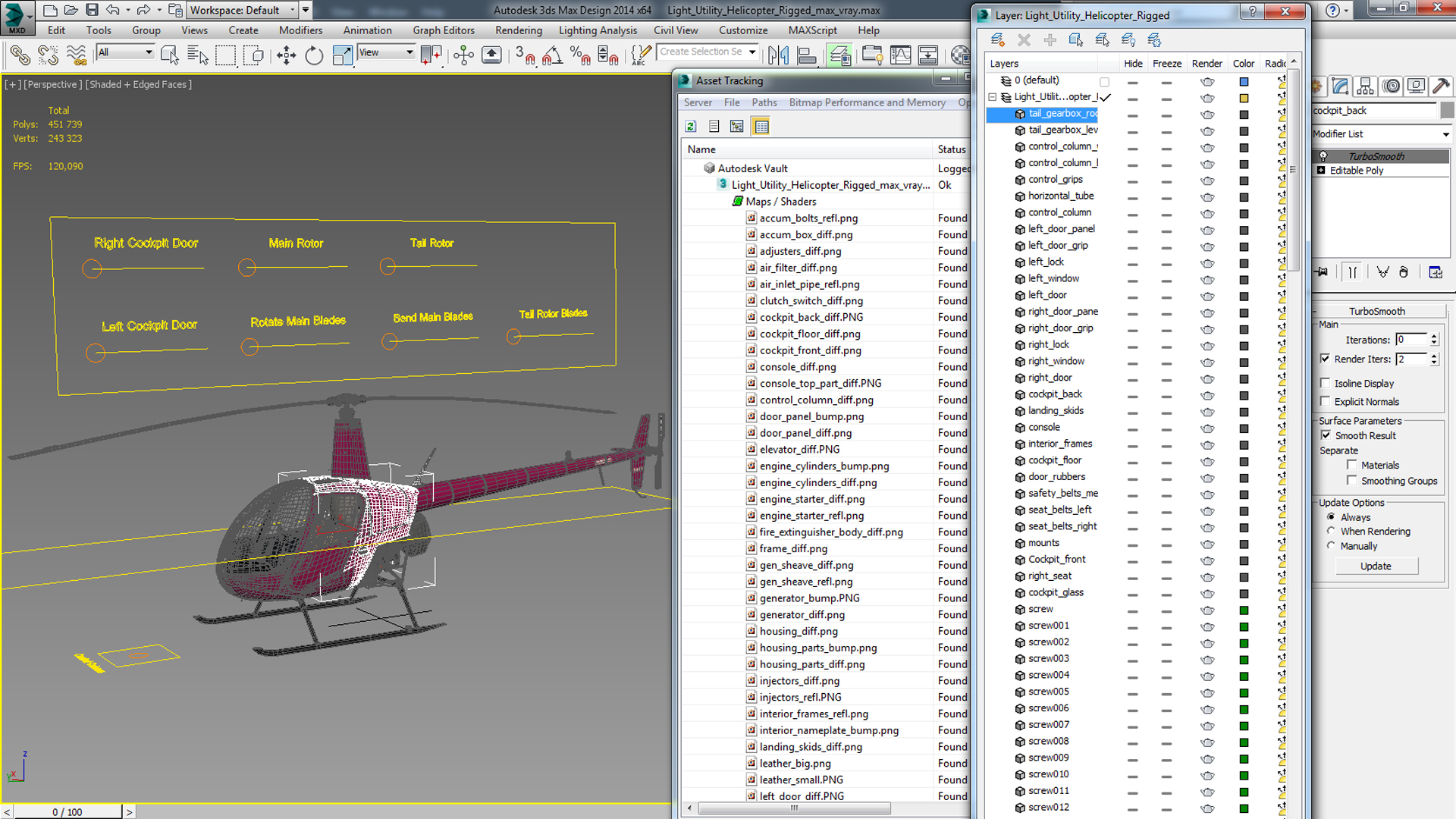 3D Light Utility Helicopter Rigged