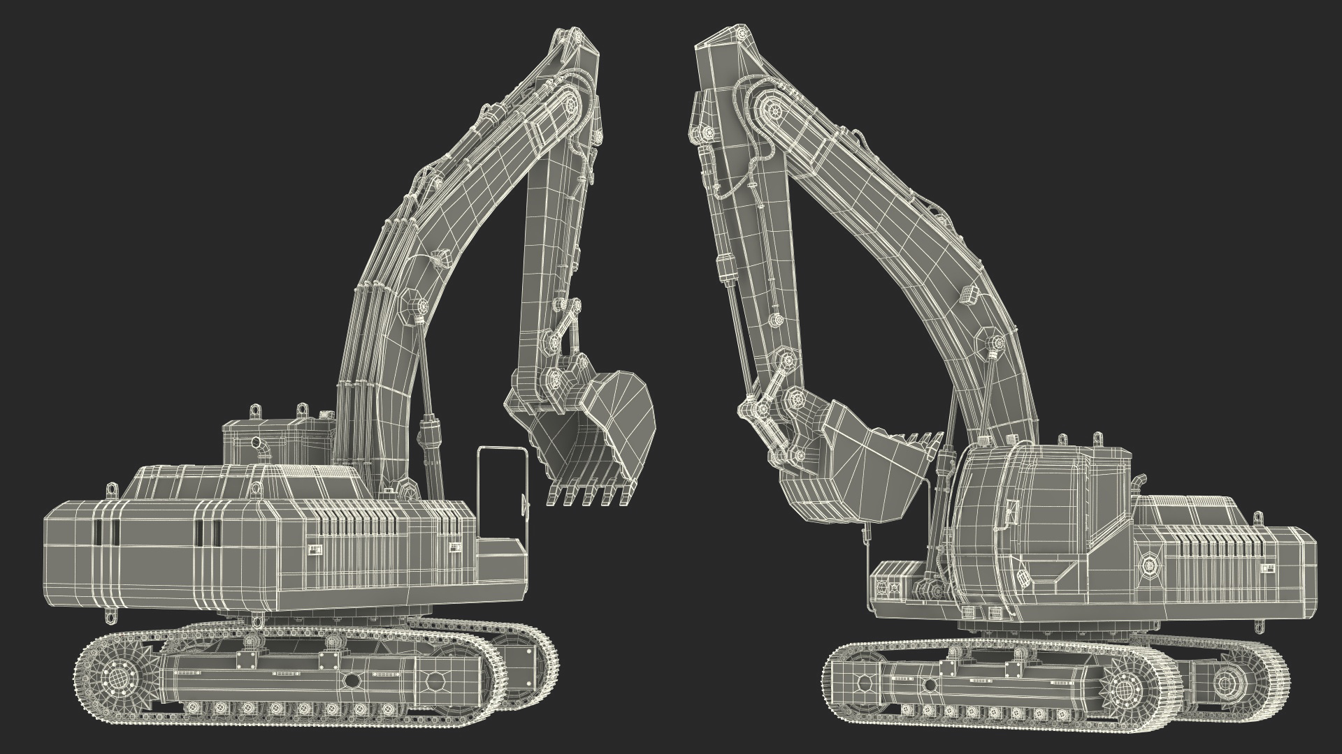 3D model Large Hydraulic Tracked Excavator Rigged