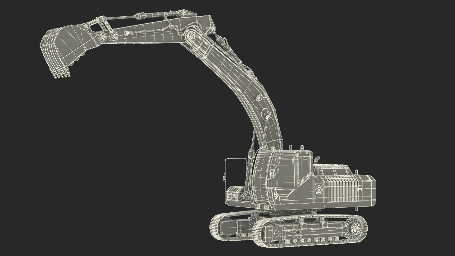 3D model Large Hydraulic Tracked Excavator Rigged