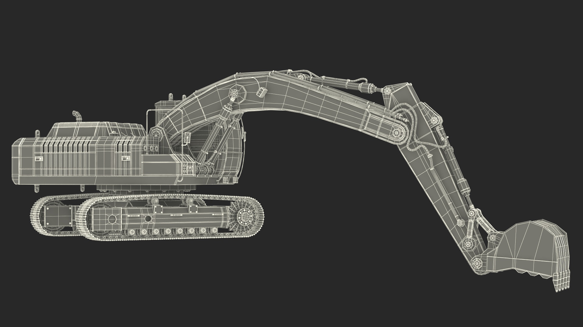 3D model Large Hydraulic Tracked Excavator Rigged