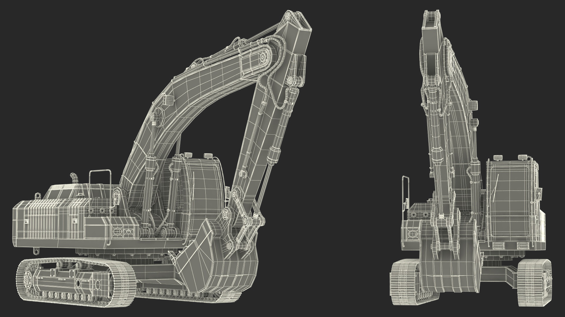 3D model Large Hydraulic Tracked Excavator Rigged