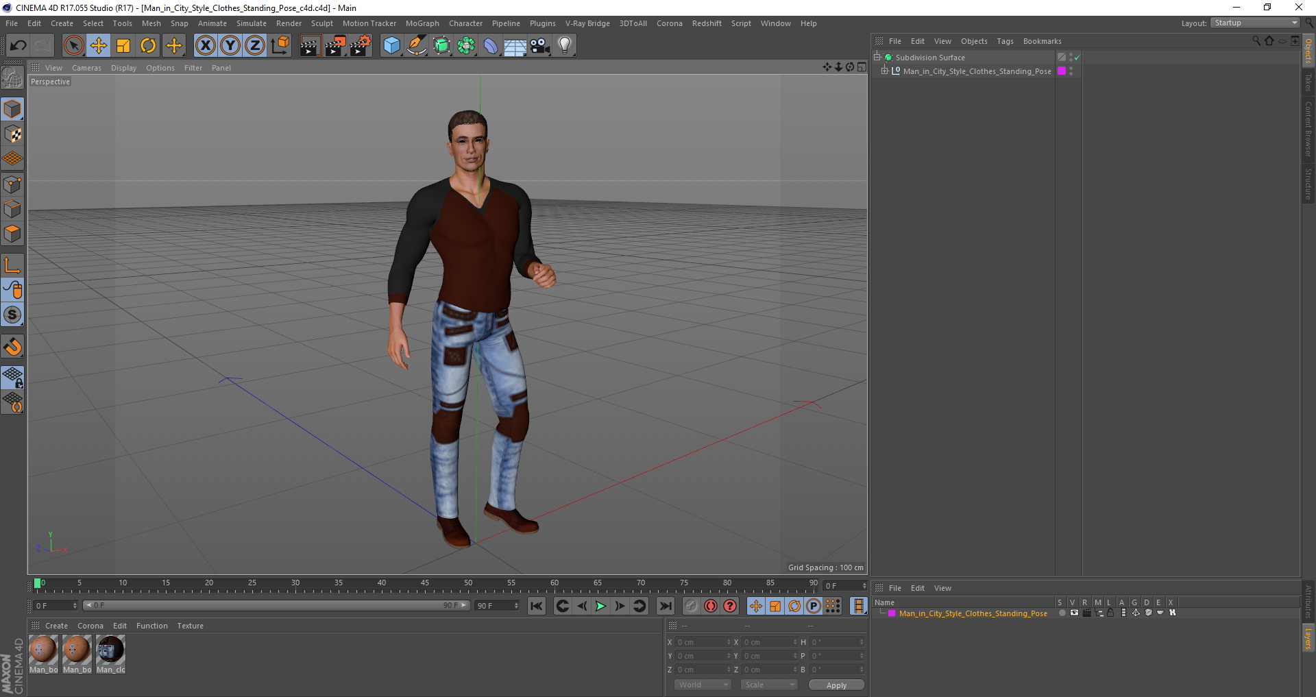 Man in City Style Clothes Standing Pose 3D model