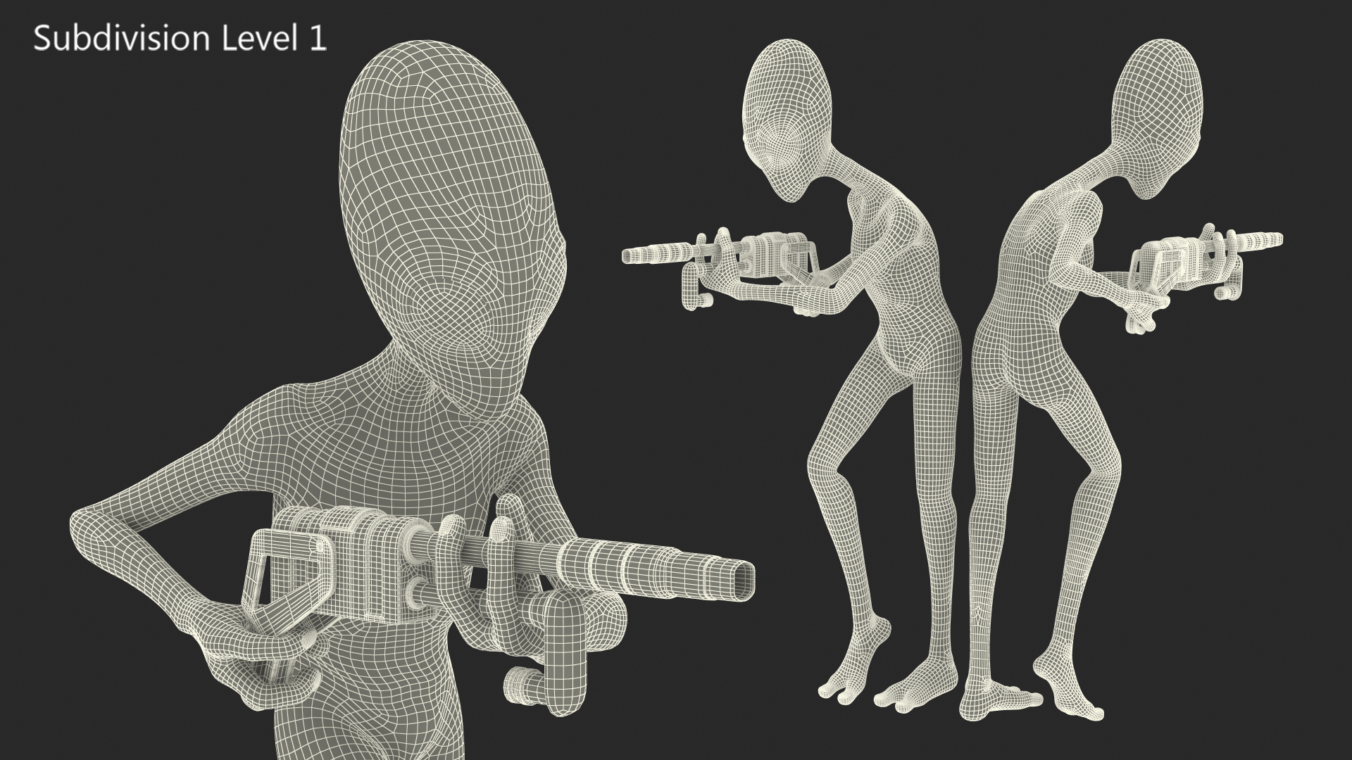 Extraterrestrial Alien Attacking Pose 3D