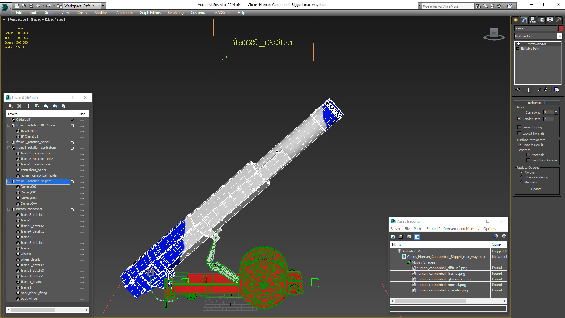 3D model Circus Human Cannonball Rigged