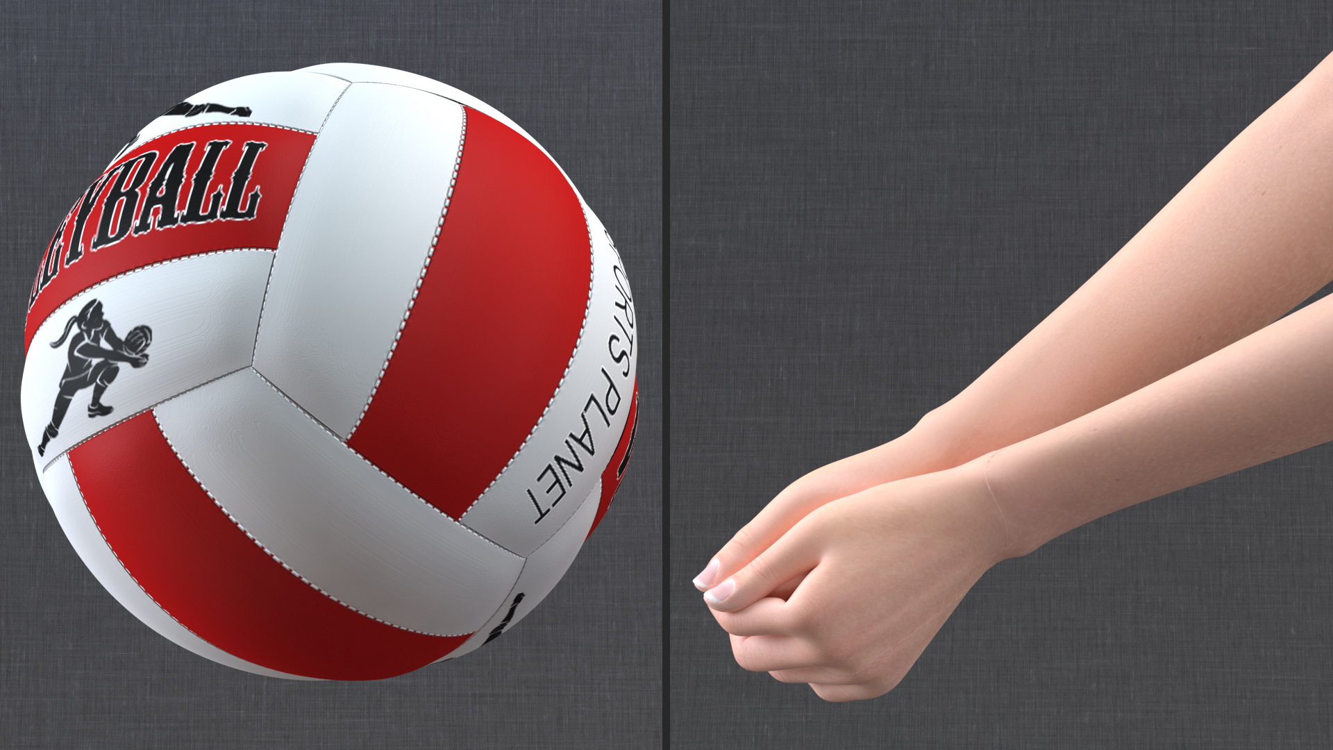 Young Chinese Woman Volleyball Player 3D