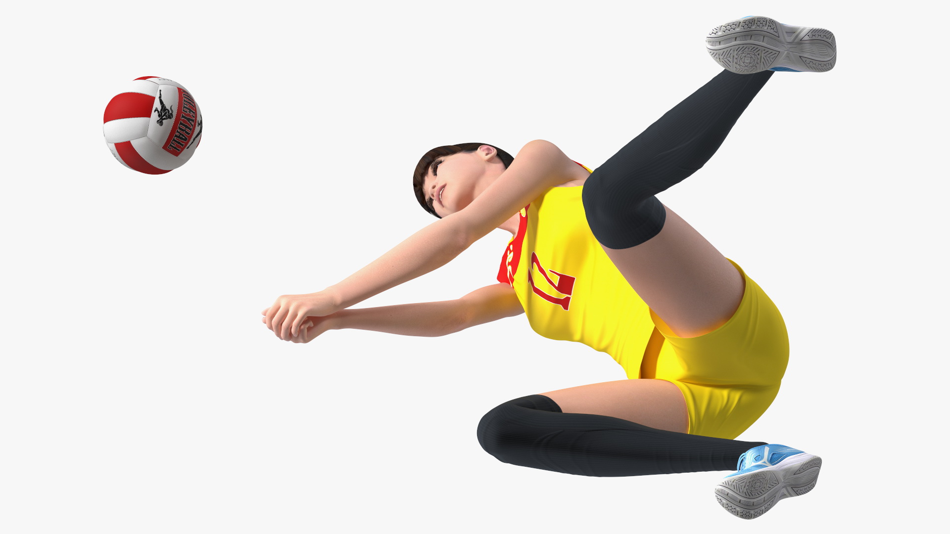 Young Chinese Woman Volleyball Player 3D