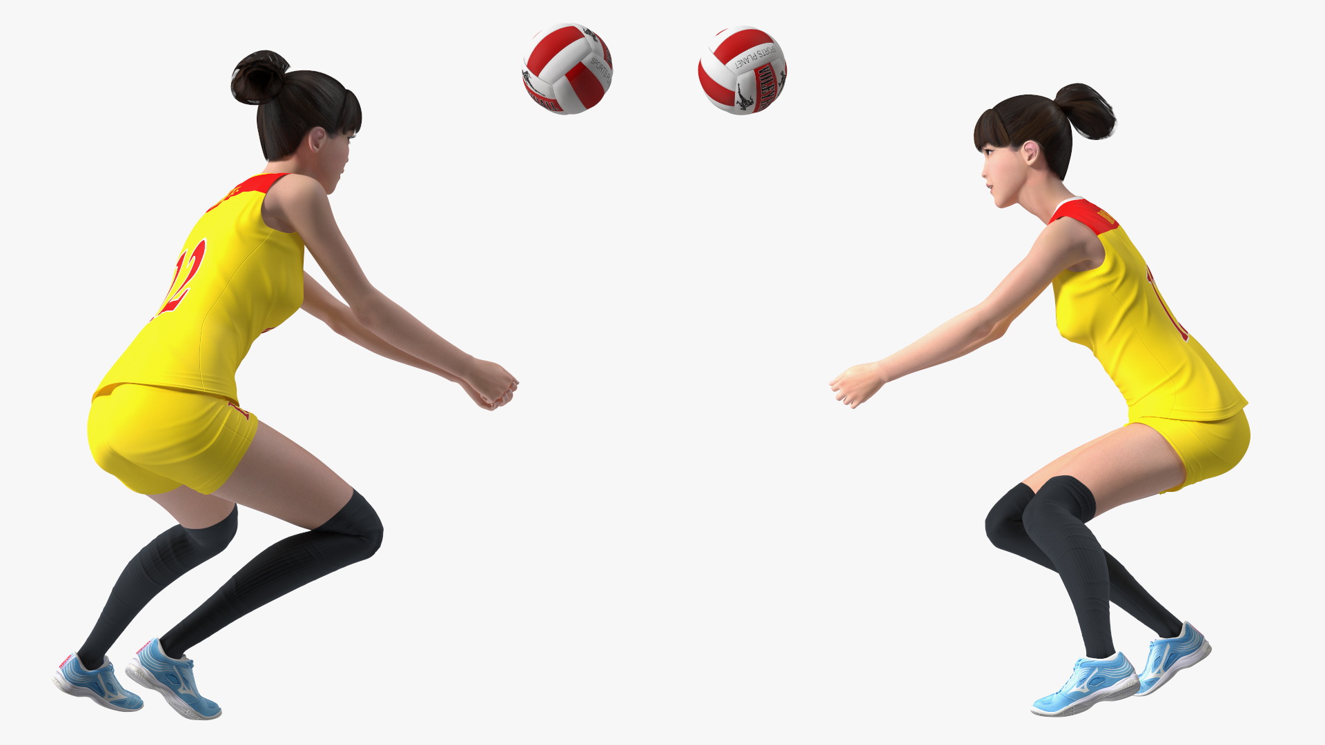 Young Chinese Woman Volleyball Player 3D