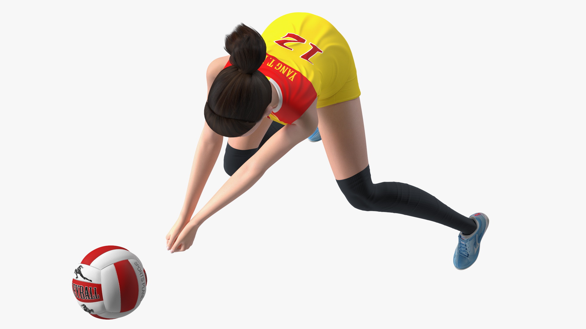 Young Chinese Woman Volleyball Player 3D