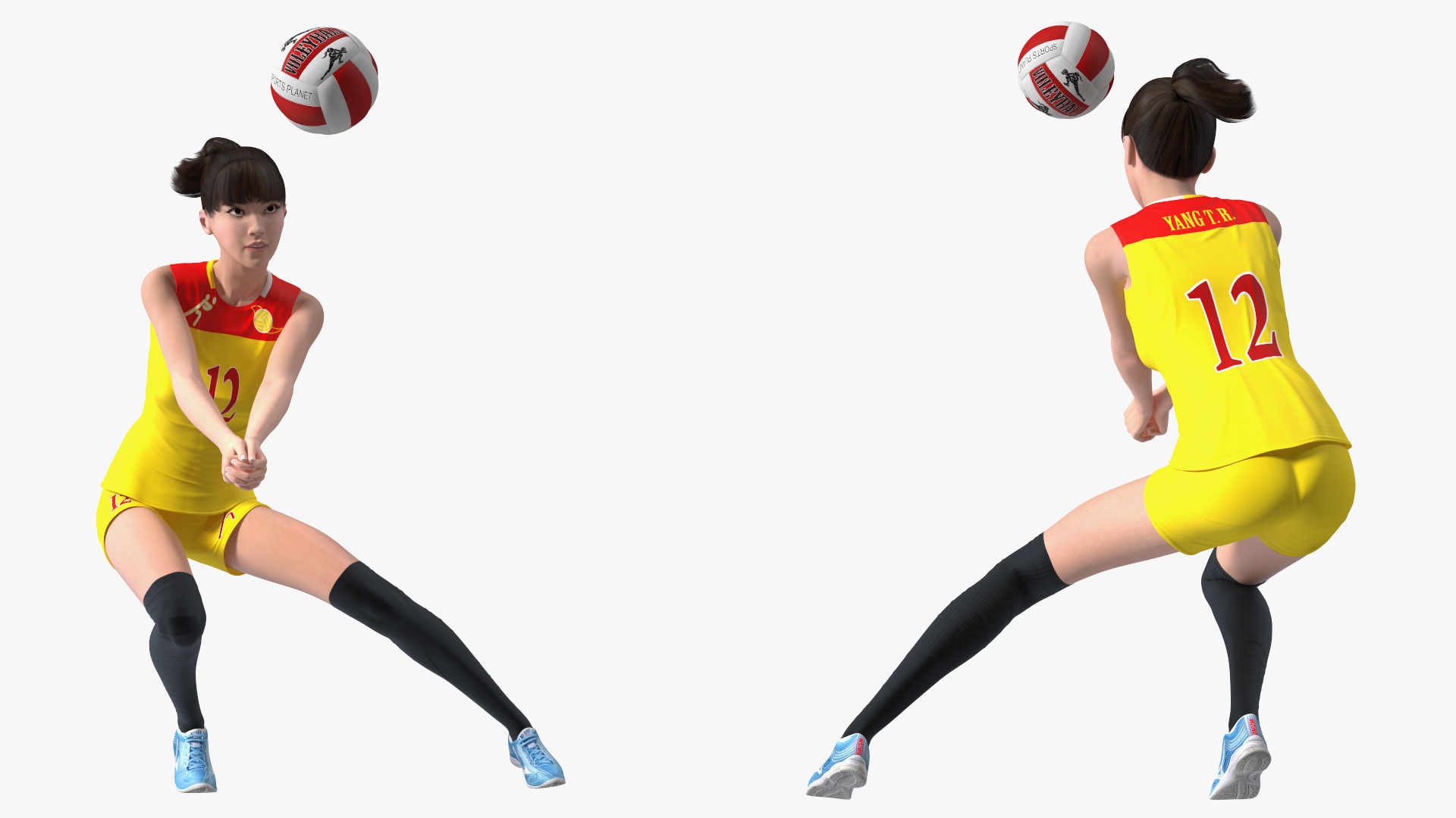 Young Chinese Woman Volleyball Player 3D