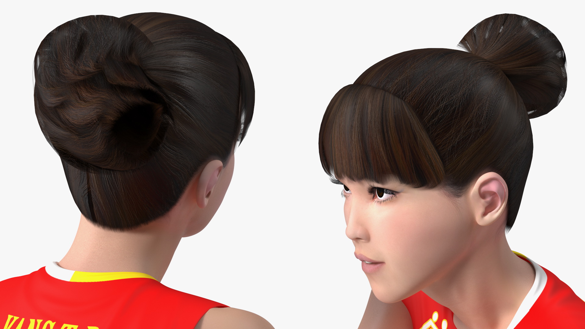 Young Chinese Woman Volleyball Player 3D