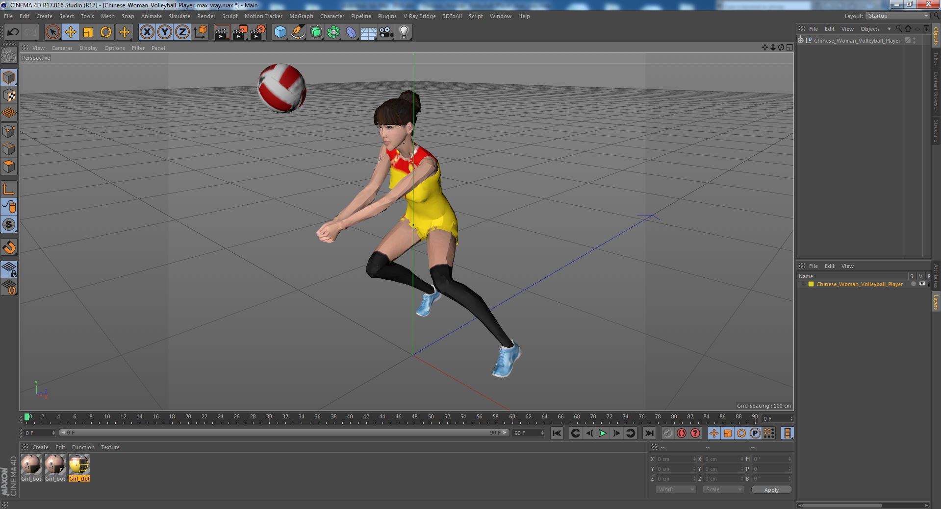 Young Chinese Woman Volleyball Player 3D