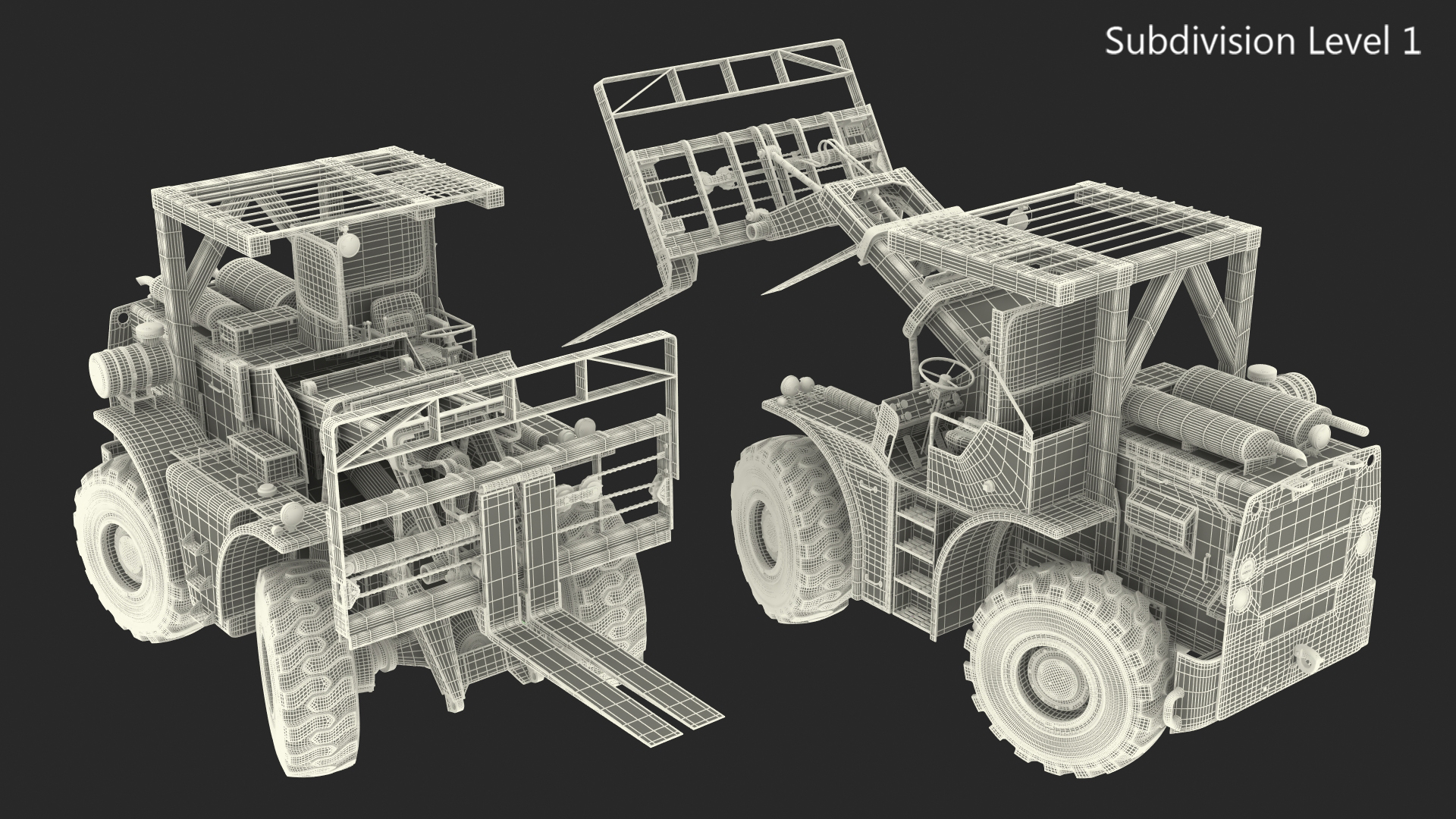 Pettibone Rough Terrain Camouflage Military Forklift Rigged 3D model