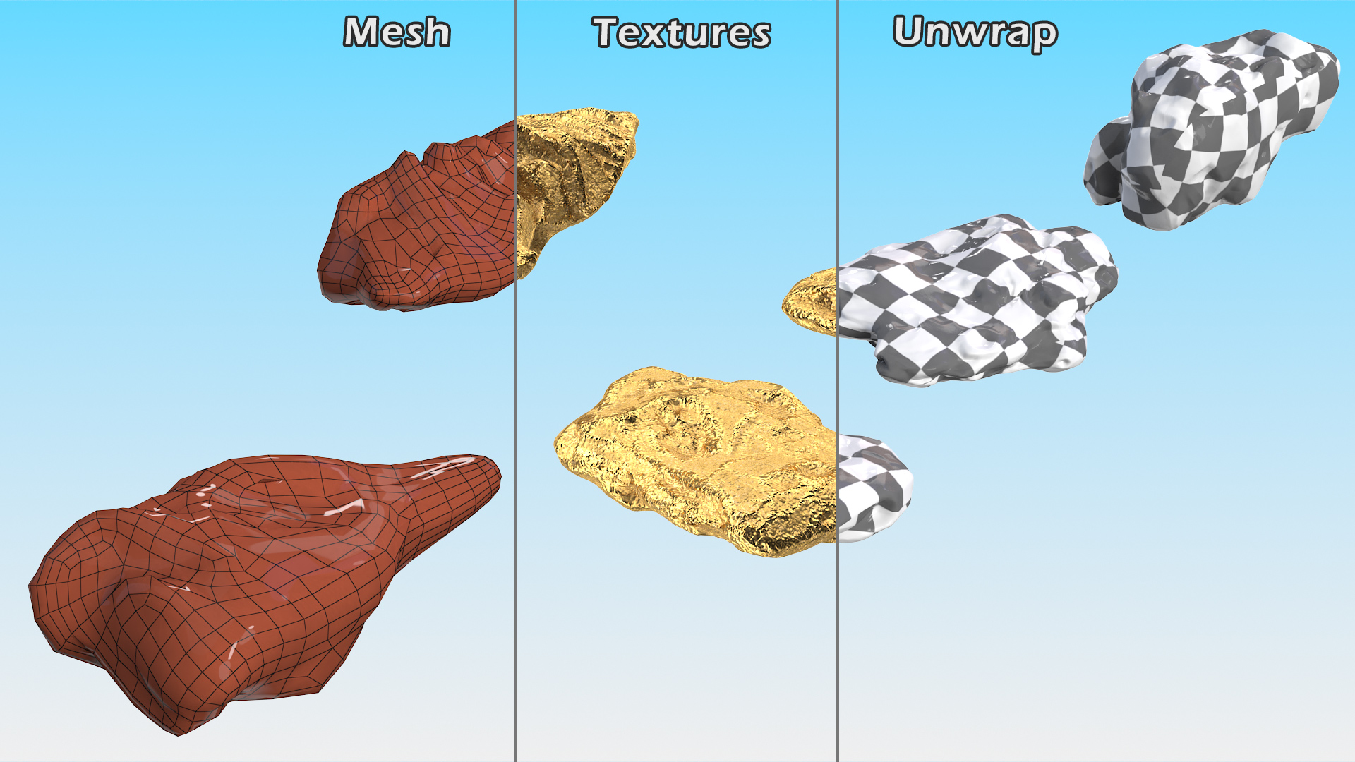 Gold Natural Minerals Small Stones 3D model