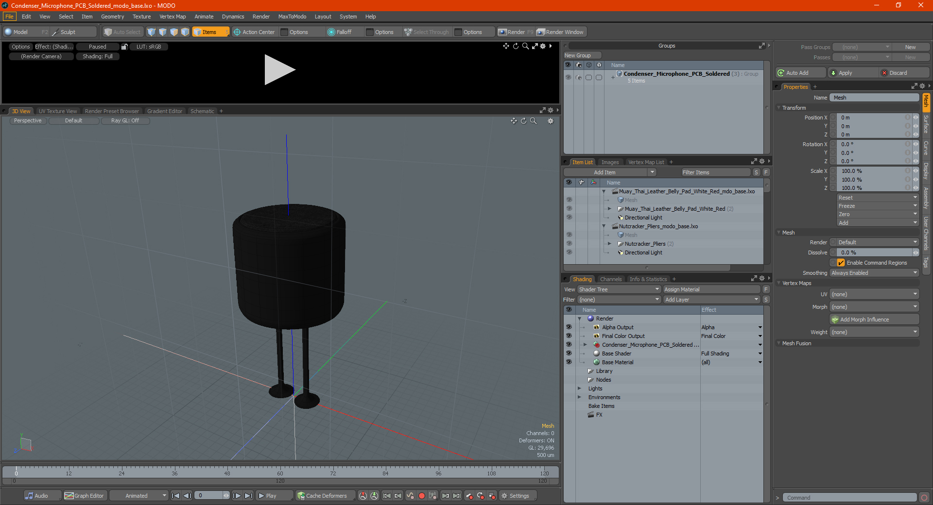 3D Condenser Microphone PCB Soldered model