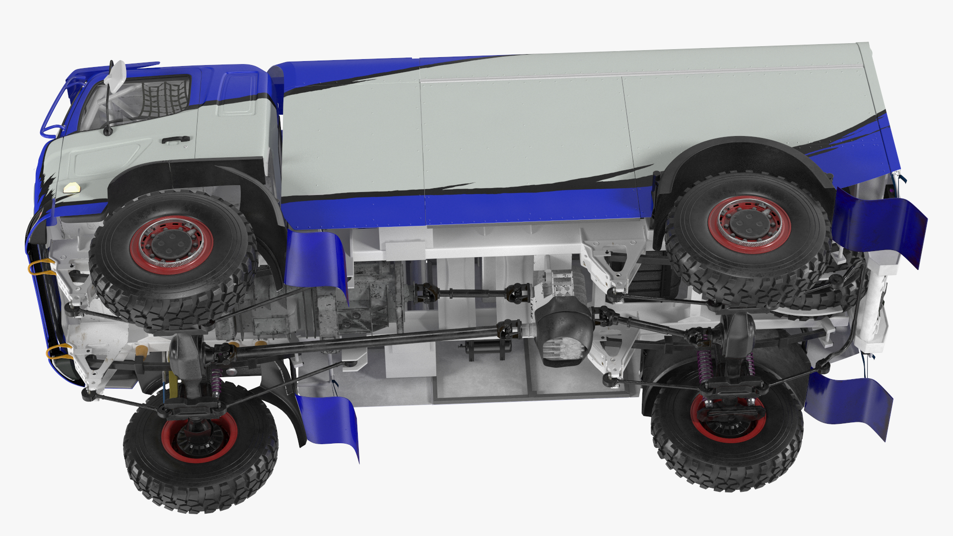 Race Truck Dakar Lights On Blue Simple Interior 3D