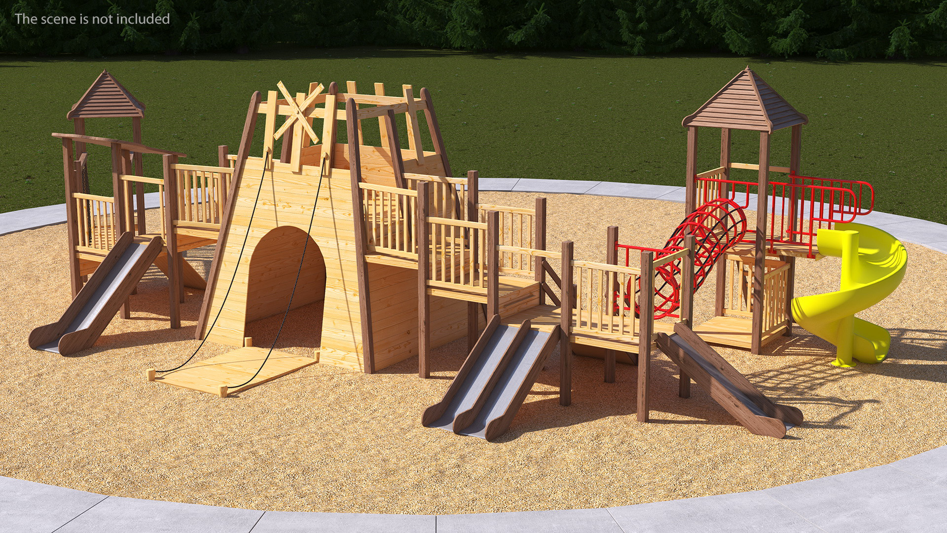 Wooden Childrens Playground 3D