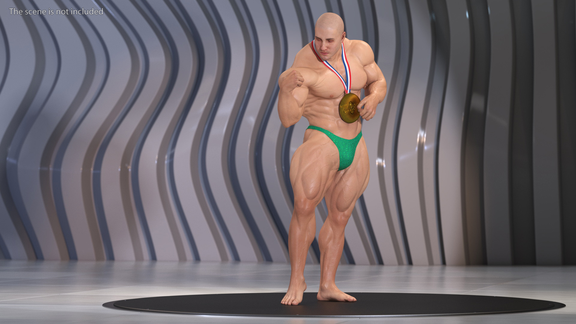 3D Muscular Bodybuilder Athlete Man Rigged for Cinema 4D model