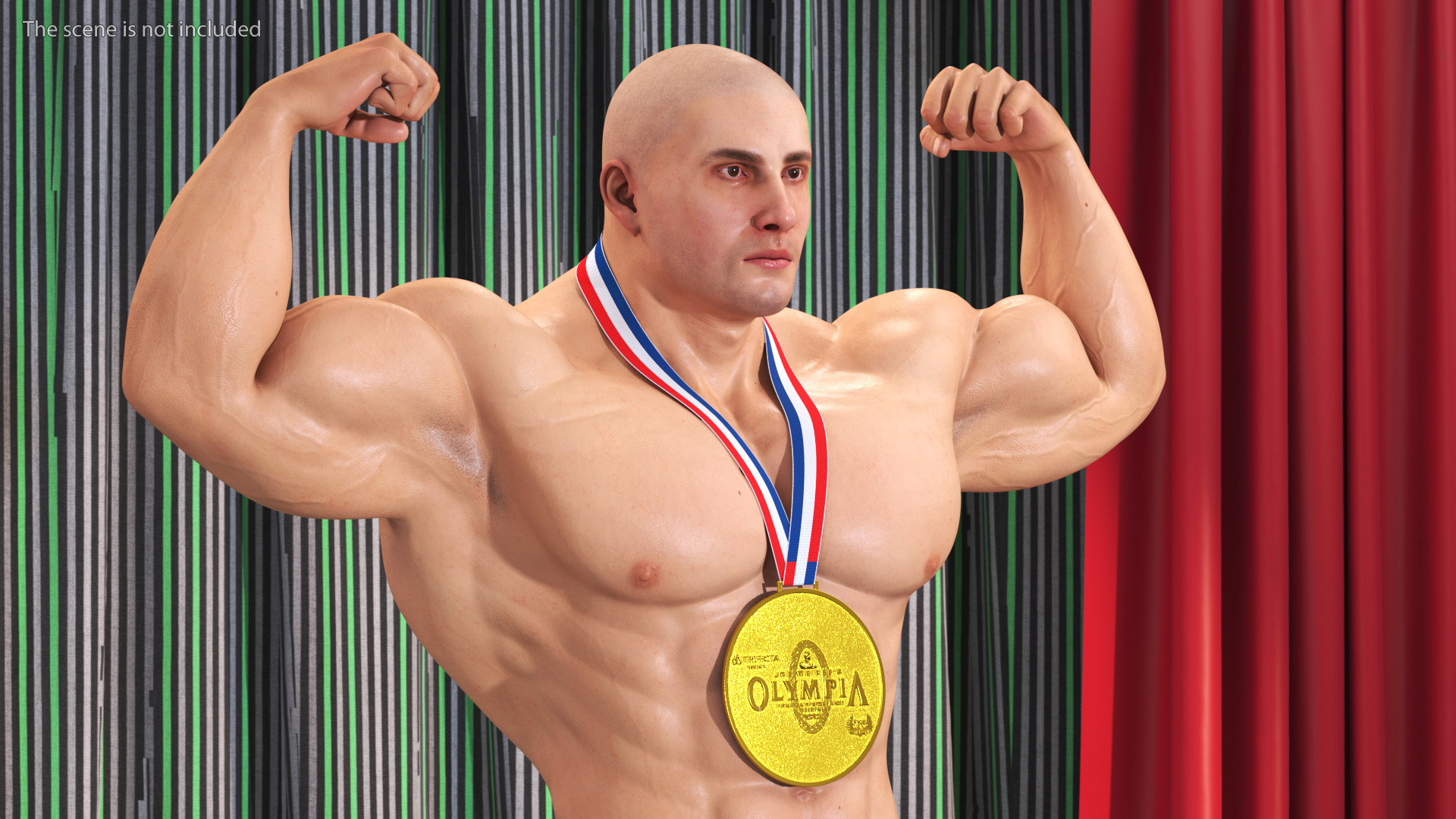 3D Muscular Bodybuilder Athlete Man Rigged for Cinema 4D model