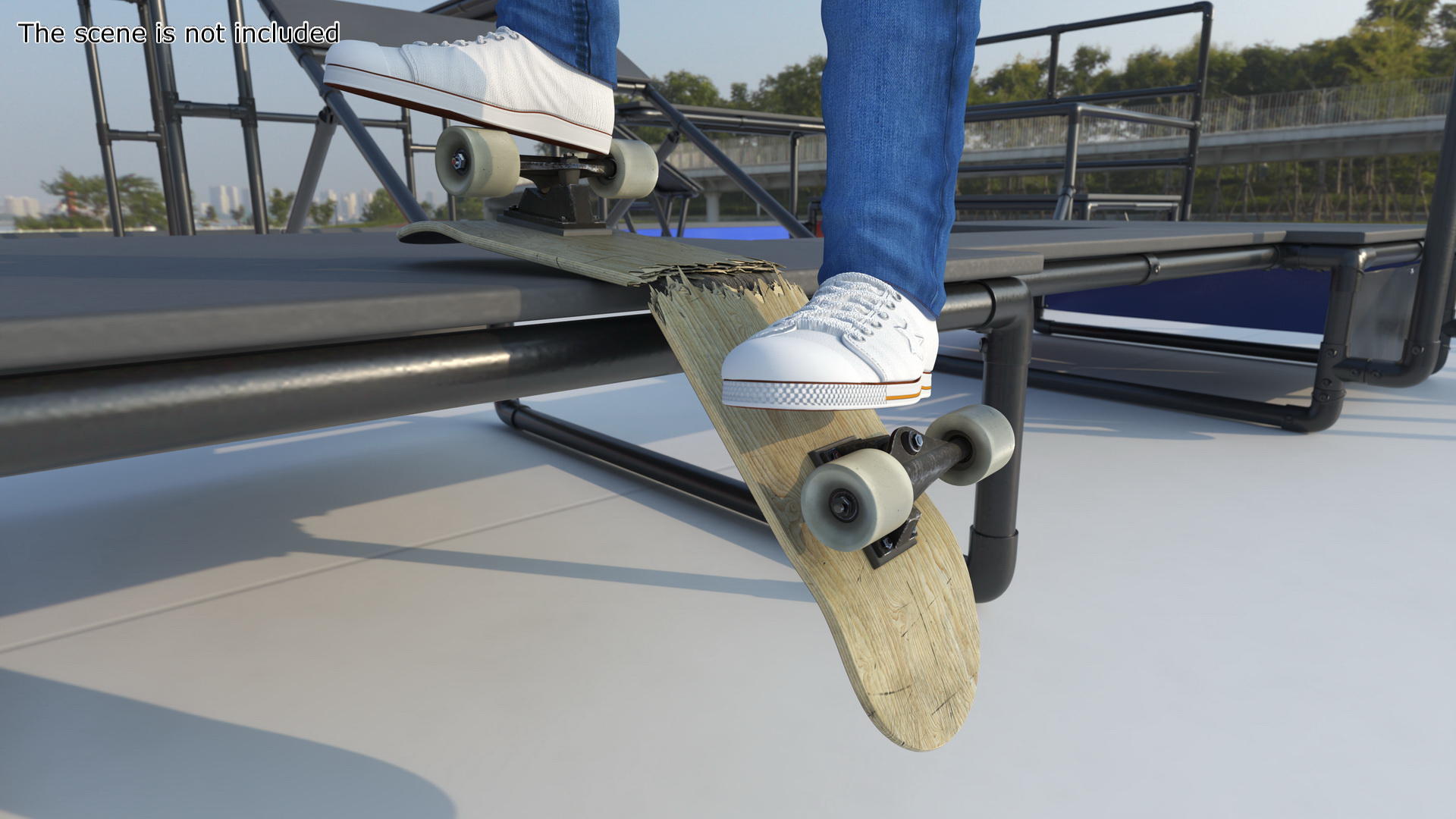 Skateboard Broken in Two 3D model